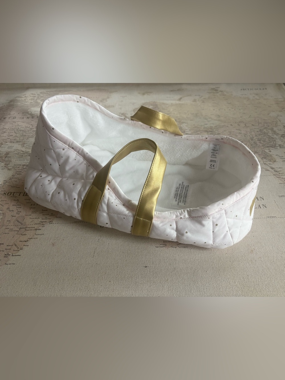 American Girl Doll Bassinet OS Pink/ Gold /White